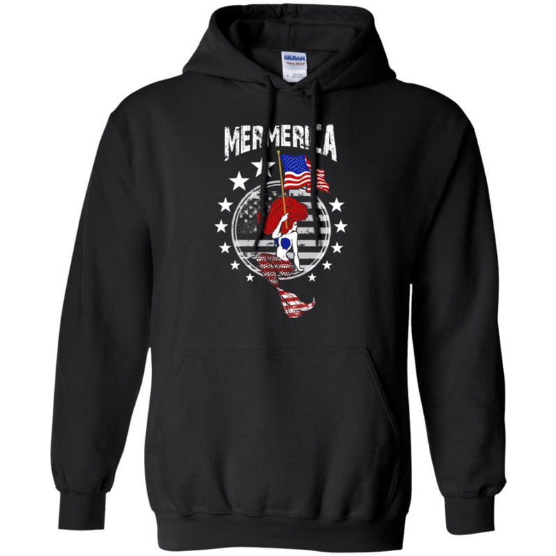 Mermaid T-Shirt Mermerica Mermaid Handle American Flag In Hand Tee Gifts Tee Shirt CustomCat