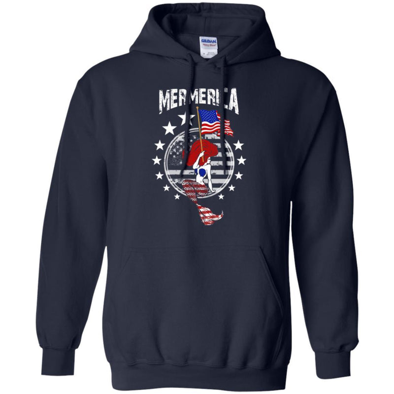 Mermaid T-Shirt Mermerica Mermaid Handle American Flag In Hand Tee Gifts Tee Shirt CustomCat