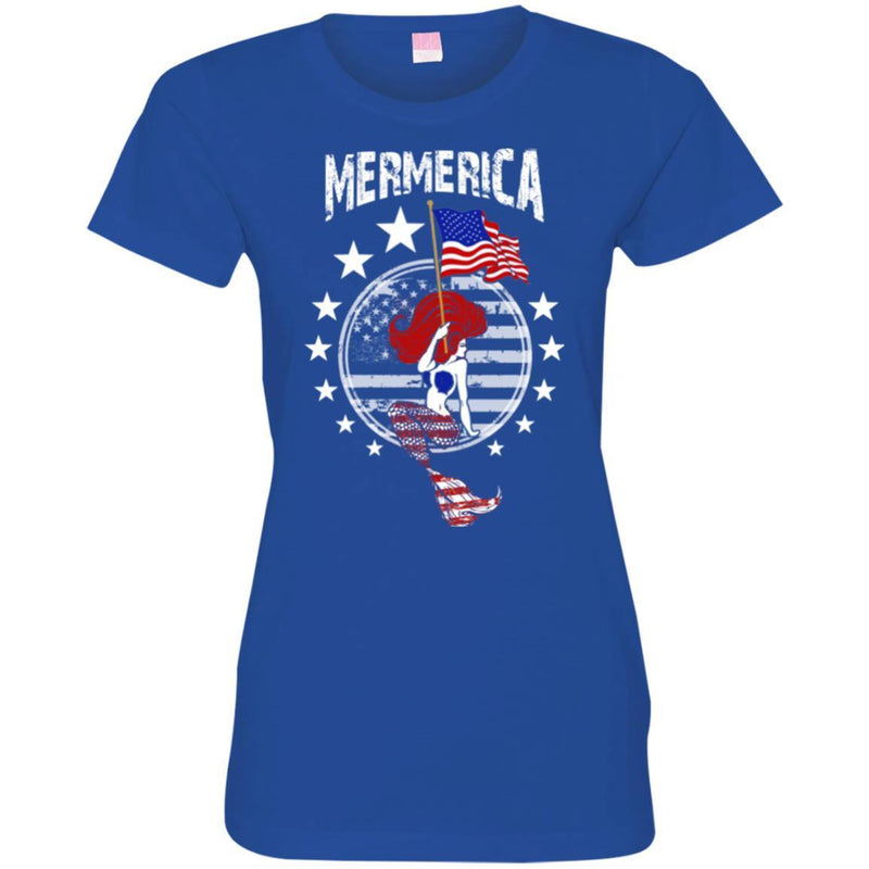 Mermaid T-Shirt Mermerica Mermaid Handle American Flag In Hand Tee Gifts Tee Shirt CustomCat