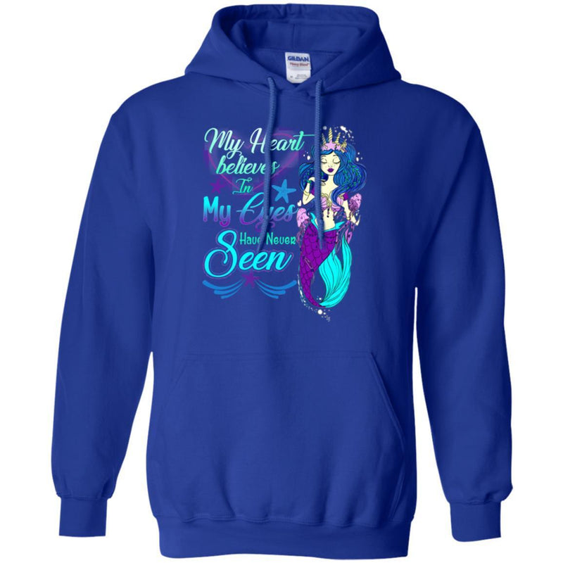 Mermaid T-Shirt My Heart Belives In My Eyes Have Never Seen Mermaid Princess Tee Shirt CustomCat