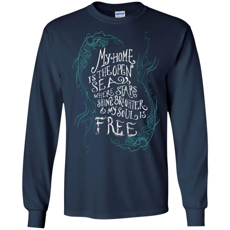 Mermaid T-Shirt My Home Is The Open Sea Where Stars Shine Brighter and My Soul Is Free Gift T Shirts CustomCat