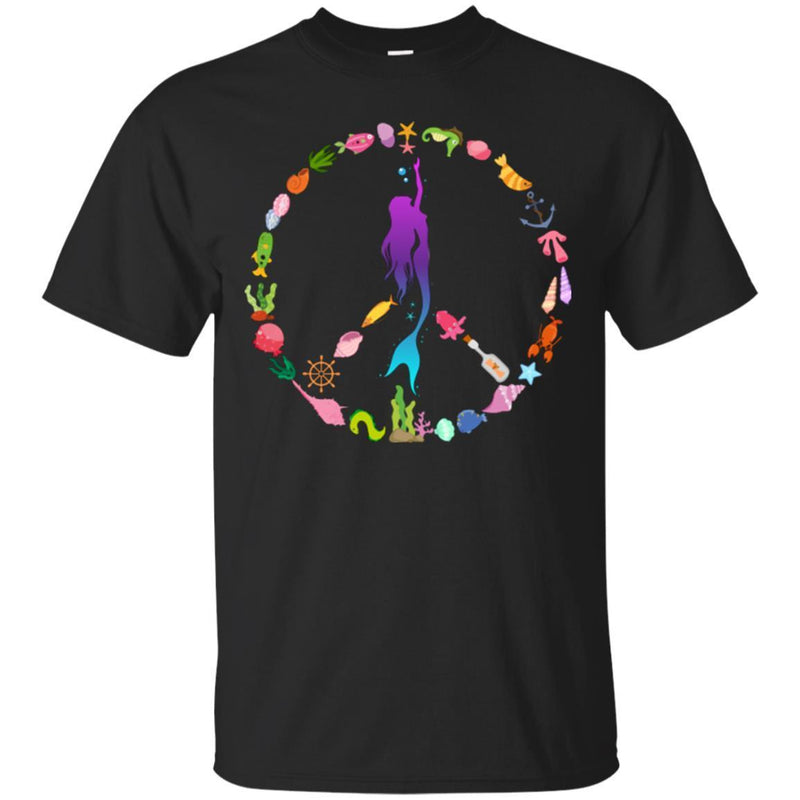 Mermaid T-Shirt Peace Shape Is A Combination Of Mermaid And Her Ocean Friends For Peace Day Gifts CustomCat