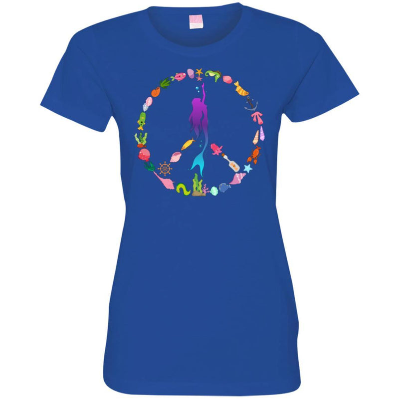 Mermaid T-Shirt Peace Shape Is A Combination Of Mermaid And Her Ocean Friends For Peace Day Gifts CustomCat