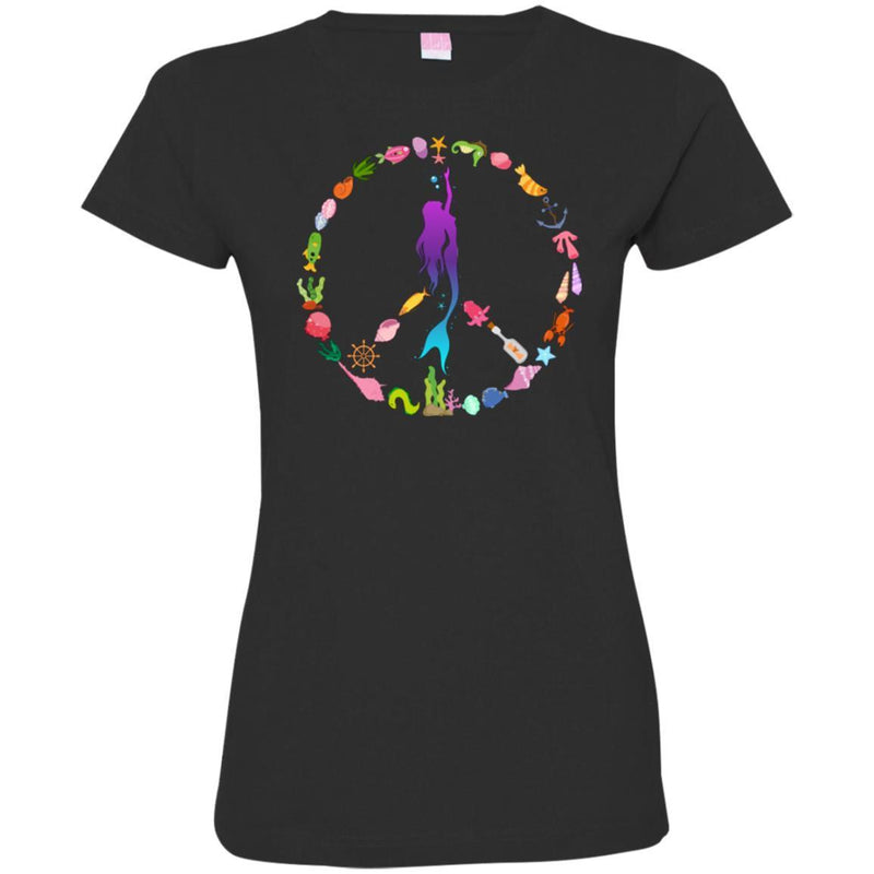 Mermaid T-Shirt Peace Shape Is A Combination Of Mermaid And Her Ocean Friends For Peace Day Gifts CustomCat