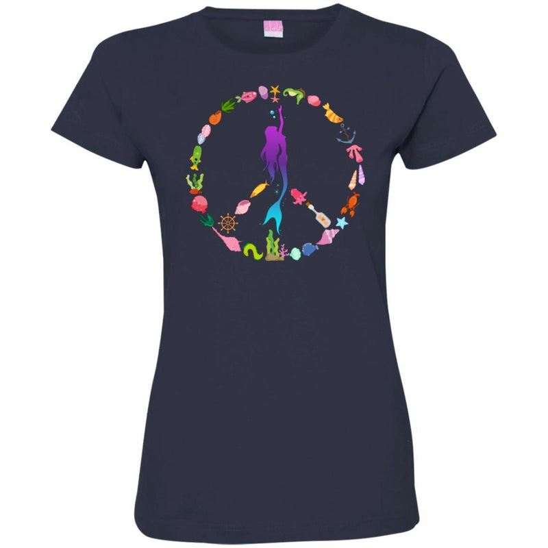 Mermaid T-Shirt Peace Shape Is A Combination Of Mermaid And Her Ocean Friends For Peace Day Gifts CustomCat