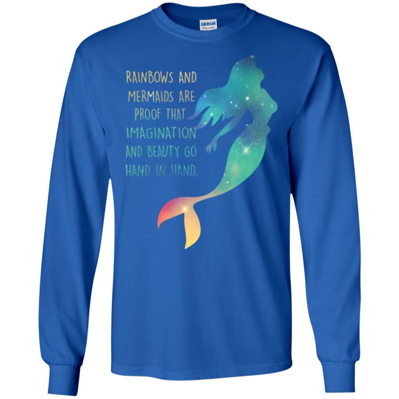 Mermaid T-Shirt Rainbows And Mermaid Are Proof That Imagination And Beauty Tee Gifts Tee Shirt CustomCat