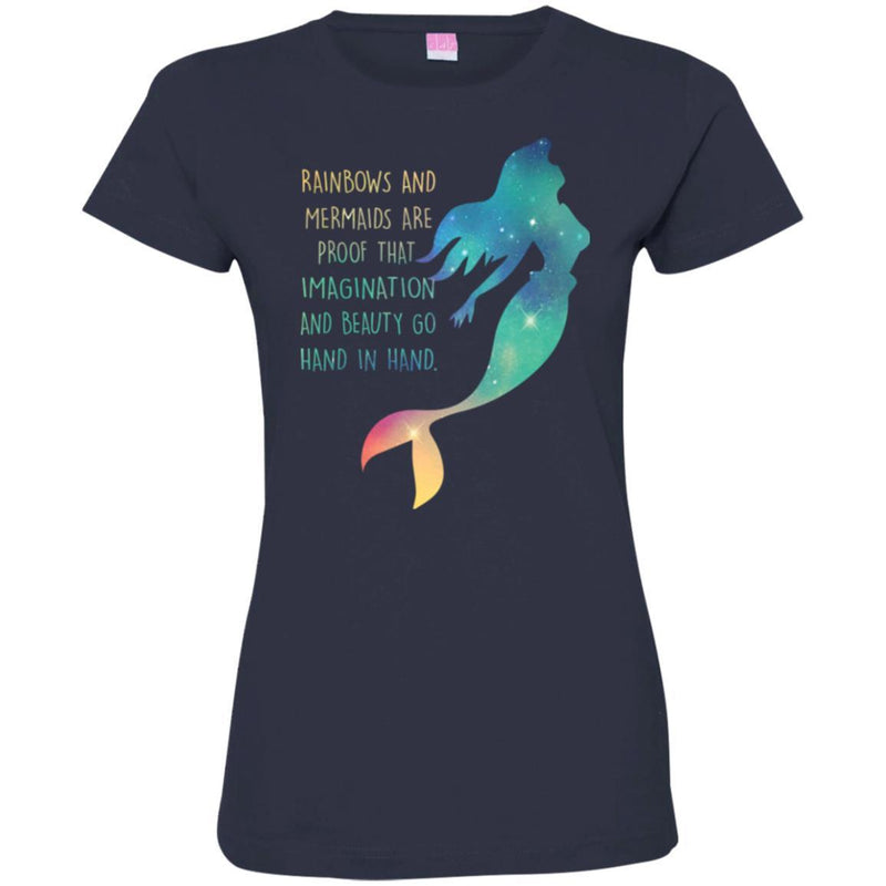 Mermaid T-Shirt Rainbows And Mermaid Are Proof That Imagination And Beauty Tee Gifts Tee Shirt CustomCat