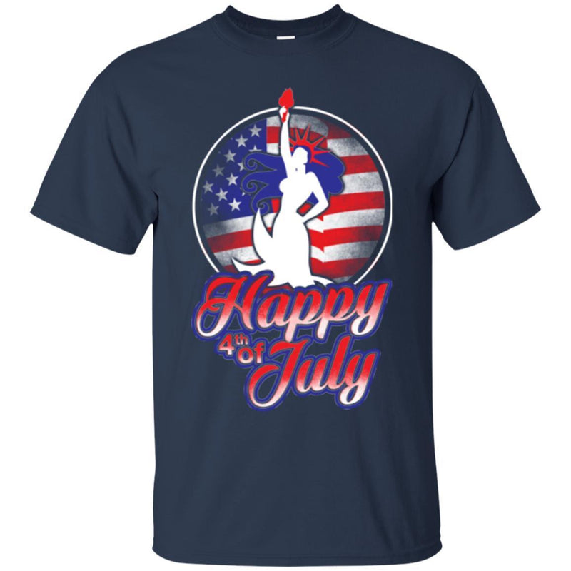 Mermaid T-Shirt Statue of Liberty National Monument Mermaid Happy 4th of July Tee Shirt CustomCat