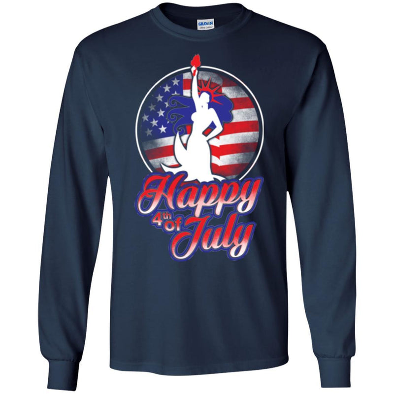 Mermaid T-Shirt Statue of Liberty National Monument Mermaid Happy 4th of July Tee Shirt CustomCat