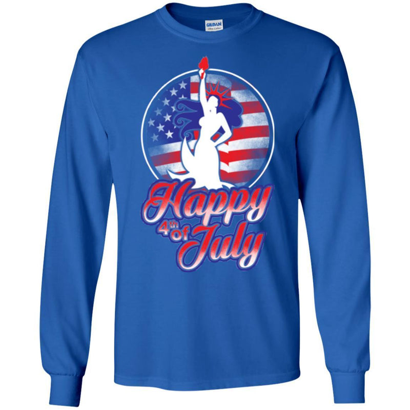 Mermaid T-Shirt Statue of Liberty National Monument Mermaid Happy 4th of July Tee Shirt CustomCat