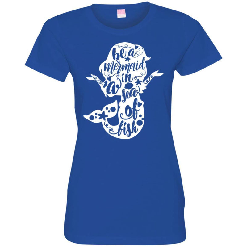 Mermaid T-Shirt Tiny Mermaid Be A Mermaid In A Sea Of Fish For Girl Birthday Gifts Tee Shirt CustomCat