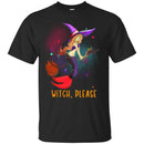 Mermaid T-Shirt Witch Mermaid Is Riding A Broom With Her Cat Mermaid T-Gifs For Girls In Halloween CustomCat