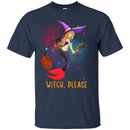 Mermaid T-Shirt Witch Mermaid Is Riding A Broom With Her Cat Mermaid T-Gifs For Girls In Halloween CustomCat