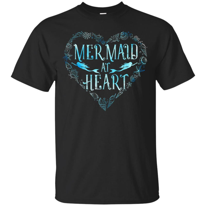 Mermaid T-Shirt Women Mermaid at Heart Shirts Funny Mermaid Birthday Tees CustomCat