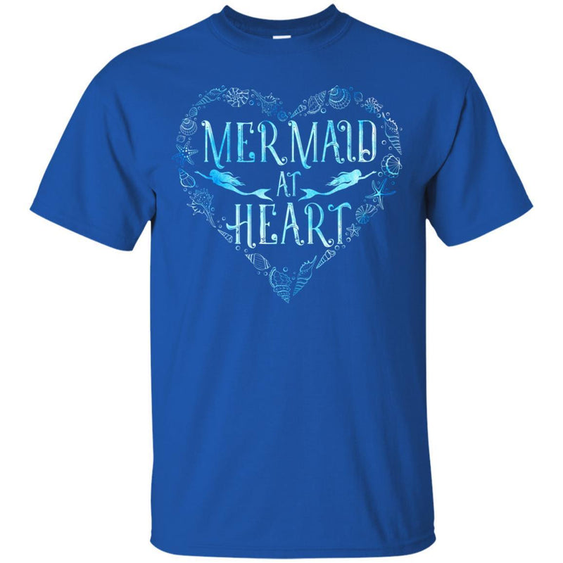 Mermaid T-Shirt Women Mermaid at Heart Shirts Funny Mermaid Birthday Tees CustomCat