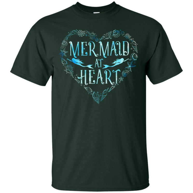 Mermaid T-Shirt Women Mermaid at Heart Shirts Funny Mermaid Birthday Tees CustomCat