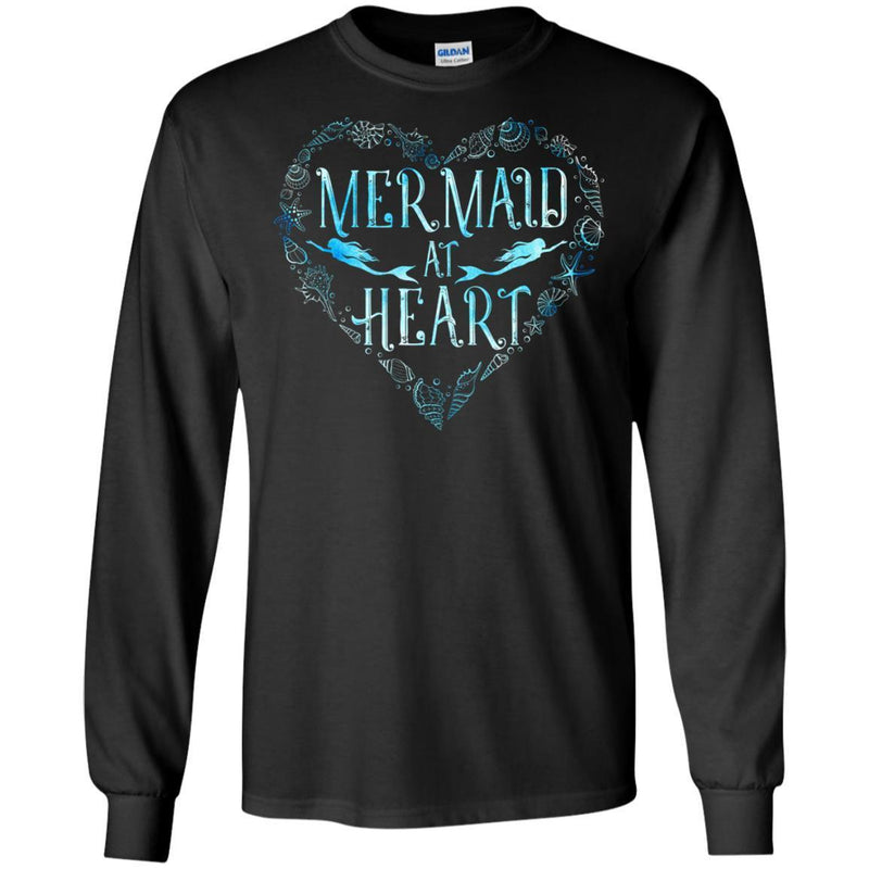 Mermaid T-Shirt Women Mermaid at Heart Shirts Funny Mermaid Birthday Tees CustomCat