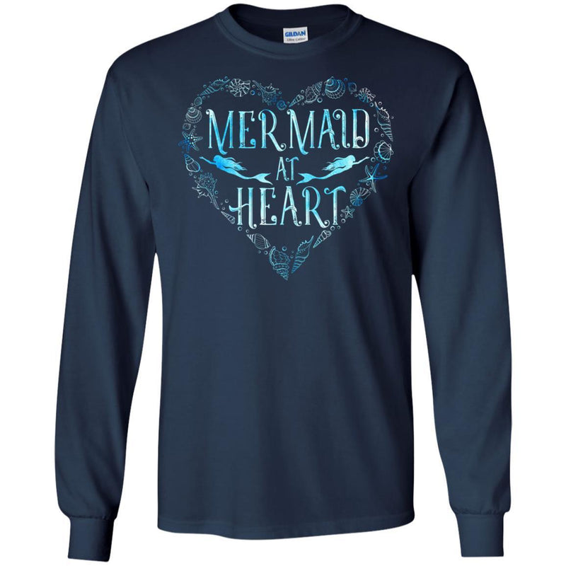 Mermaid T-Shirt Women Mermaid at Heart Shirts Funny Mermaid Birthday Tees CustomCat