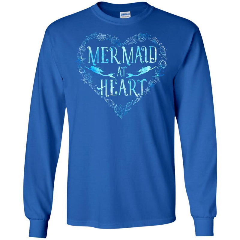 Mermaid T-Shirt Women Mermaid at Heart Shirts Funny Mermaid Birthday Tees CustomCat