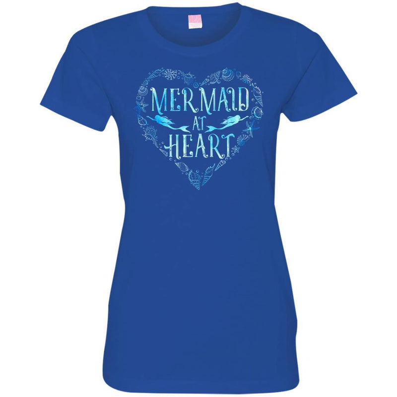 Mermaid T-Shirt Women Mermaid at Heart Shirts Funny Mermaid Birthday Tees CustomCat