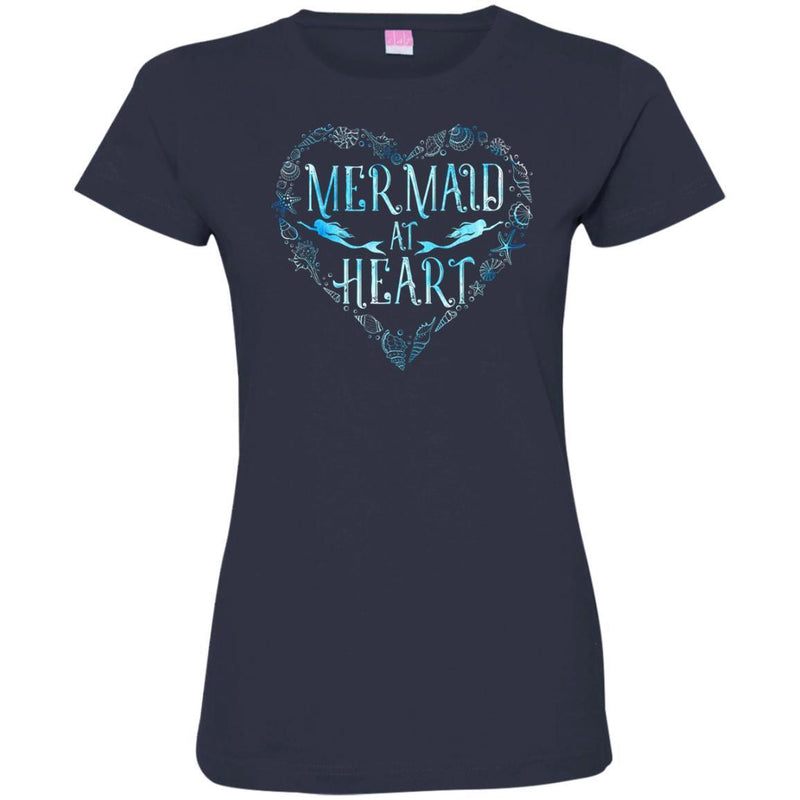 Mermaid T-Shirt Women Mermaid at Heart Shirts Funny Mermaid Birthday Tees CustomCat