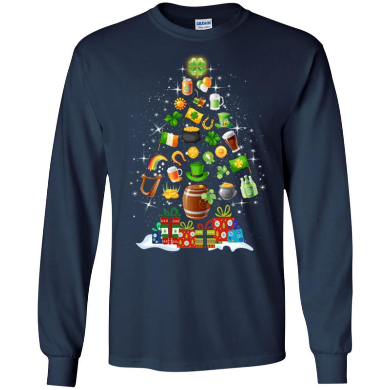 Merry Christmas Irish Icon Tree Funny Gift Patrick's Day T-Shirt CustomCat