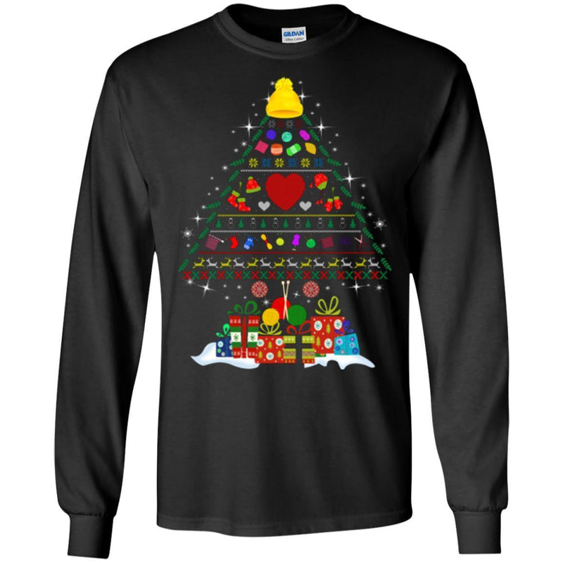 Merry Christmas Knit Tree Funny Gifts T Shirts CustomCat