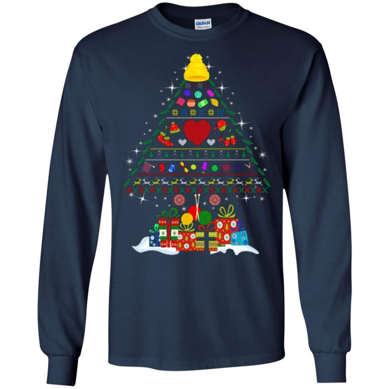 Merry Christmas Knit Tree Funny Gifts T Shirts CustomCat