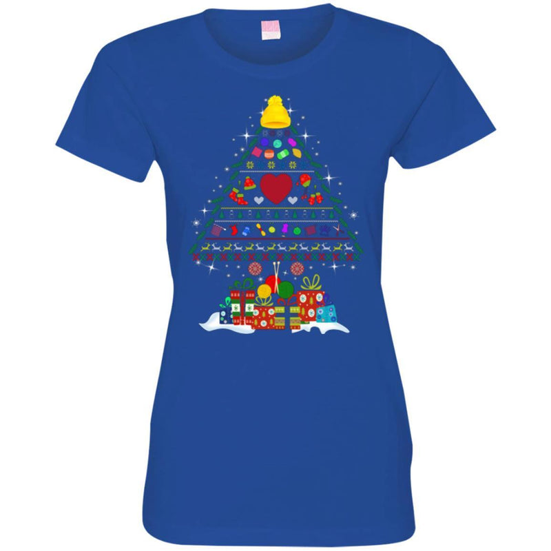 Merry Christmas Knit Tree Funny Gifts T Shirts CustomCat