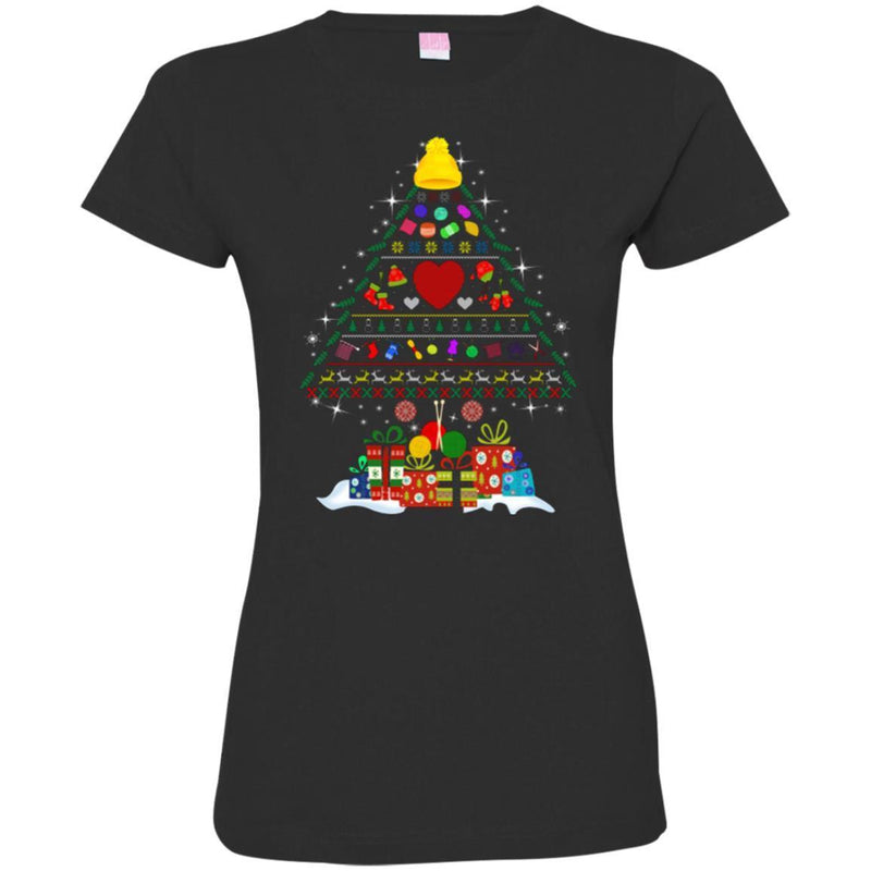 Merry Christmas Knit Tree Funny Gifts T Shirts CustomCat