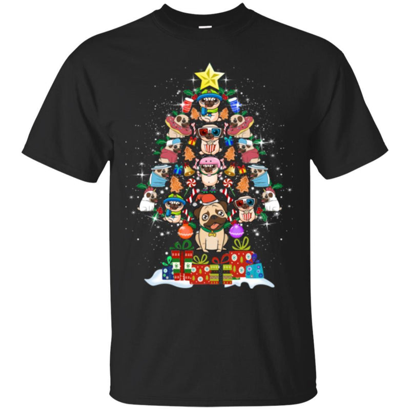 Merry Christmas Pitbull Tree Funny Gift Lover Dog Tee Shirts CustomCat