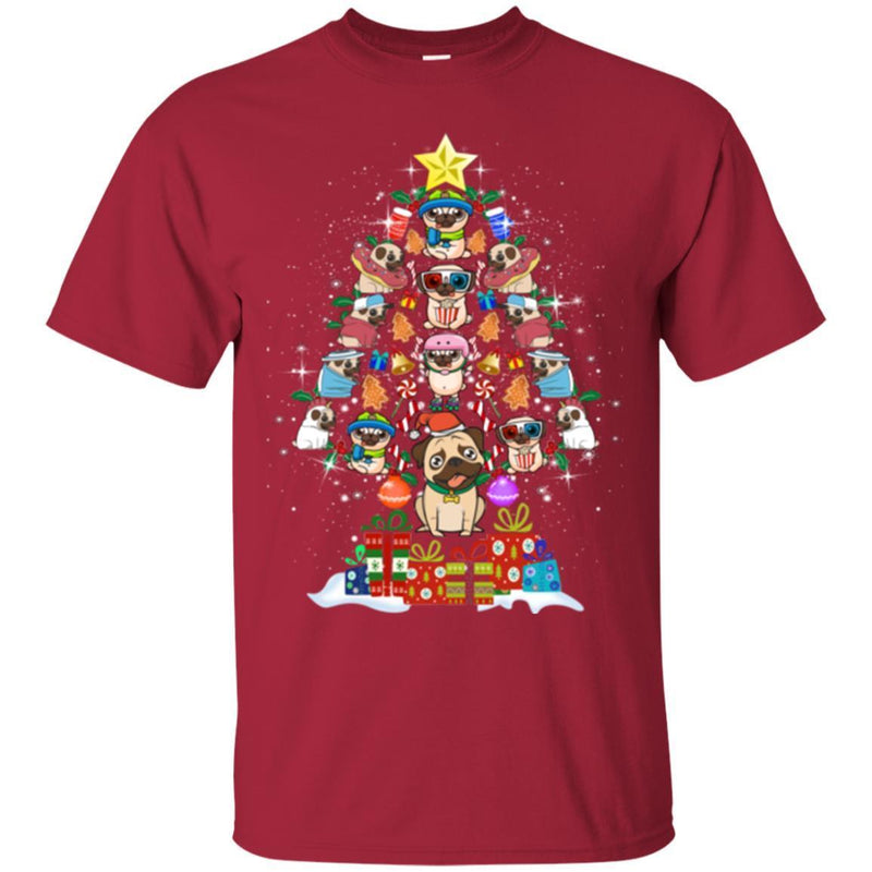 Merry Christmas Pitbull Tree Funny Gift Lover Dog Tee Shirts CustomCat