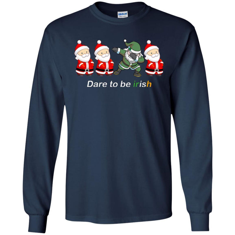 Merry Christmas Santa Dabbbing Dare To Be Irish Funny Gifts Patrick's Day Irish T-Shirt CustomCat