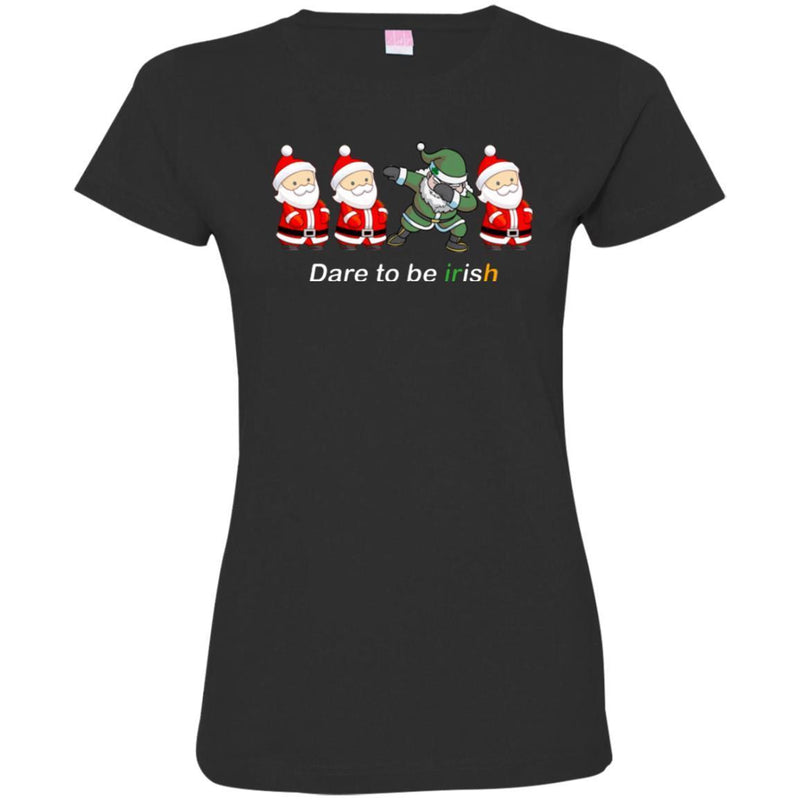 Merry Christmas Santa Dabbbing Dare To Be Irish Funny Gifts Patrick's Day Irish T-Shirt CustomCat