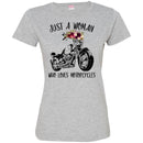 Motorcycle T-Shirt Just A Woman Who Loves Motorcycle Gitf Tees Shirt CustomCat
