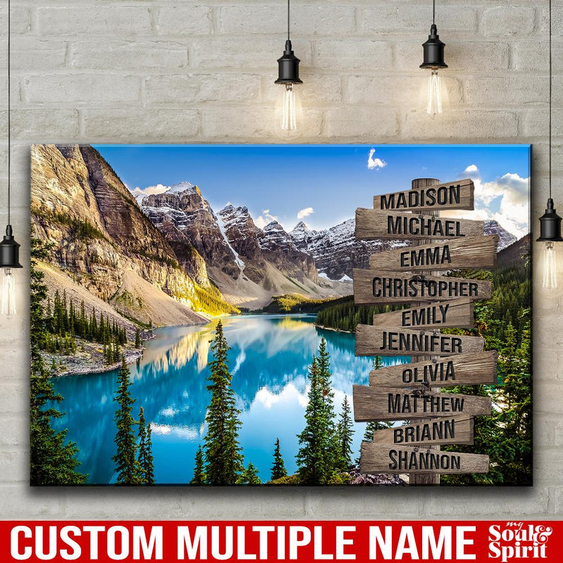 Mountain Range Color Personalized Multi-Names Premium Canvas Family - CANLA75 - CustomCat