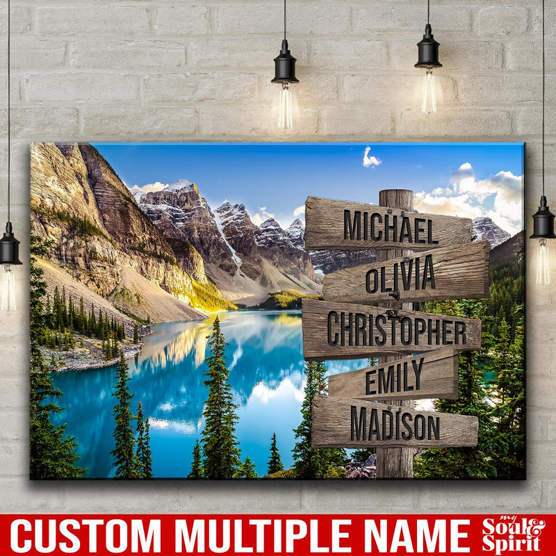 Mountain Range Color Personalized Multi-Names Premium Canvas Family - CANLA75 - CustomCat