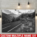 Mountain Range Road Multi Names Premium Canvas Crossroads Personalized Canvas Wall Art Black And White, Family Street Sign Family Name Art Family - CANLA75 - CustomCat