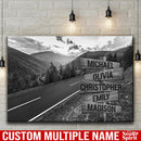 Mountain Range Road Multi Names Premium Canvas Crossroads Personalized Canvas Wall Art Black And White, Family Street Sign Family Name Art Family - CANLA75 - CustomCat