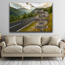 Mountain Range Road Multi Names Premium Canvas Crossroads Personalized Canvas Wall Art - Family Street Sign Family Name Art Canvas For Home Family - CANLA75 - CustomCat