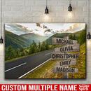 Mountain Range Road Multi Names Premium Canvas Crossroads Personalized Canvas Wall Art - Family Street Sign Family Name Art Canvas For Home Family - CANLA75 - CustomCat