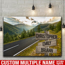 Mountain Range Road Multi Names Premium Canvas Crossroads Personalized Canvas Wall Art - Family Street Sign Family Name Art Canvas For Home Family - CANLA75 - CustomCat