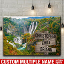 Mountain Range Trees Lake Multi Names Premium Canvas Crossroads Personalized Canvas Wall Art Black And White, Family Street Sign Family Family - CANLA75 - CustomCat