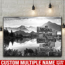 Mountain Range Trees Lake Multi Names Premium Canvas Crossroads Personalized Canvas Wall Art Black And White, Family Street Sign Family Family - CANLA75 - CustomCat