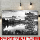 Mountain Range Trees Lake Multi Names Premium Canvas Crossroads Personalized Canvas Wall Art Black And White, Family Street Sign Family Family - CANLA75 - CustomCat