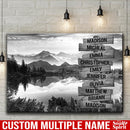 Mountain Range Trees Lake Multi Names Premium Canvas Crossroads Personalized Canvas Wall Art Black And White, Family Street Sign Family Family - CANLA75 - CustomCat