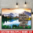 Mountain Range Trees Lake Multi Names Premium Canvas Crossroads Personalized Canvas Wall Art - Family Street Sign Family Name Art Canvas Family - CANLA75 - CustomCat