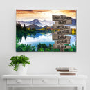 Mountain Range Trees Lake Multi Names Premium Canvas Crossroads Personalized Canvas Wall Art - Family Street Sign Family Name Art Canvas Family - CANLA75 - CustomCat