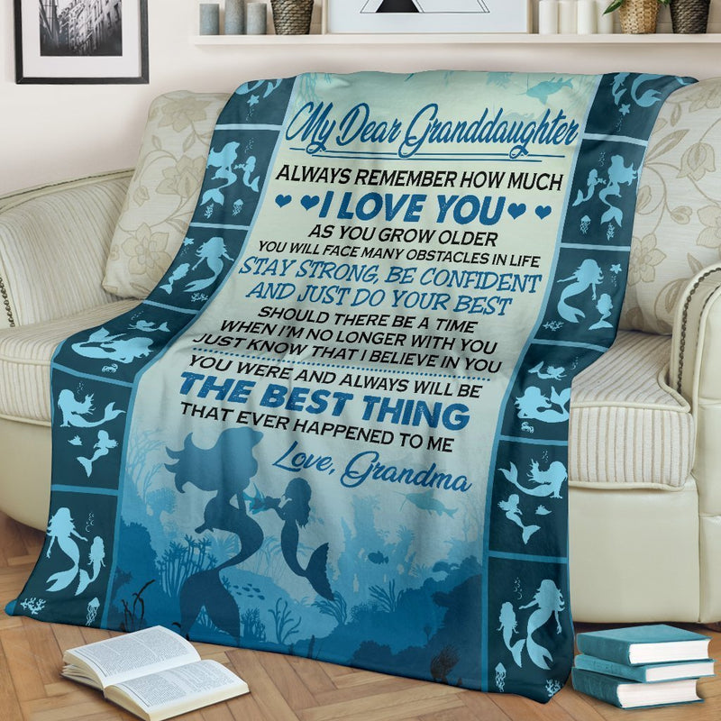 My Dear Granddaughter Mermaid Fleece Blanket interestprint