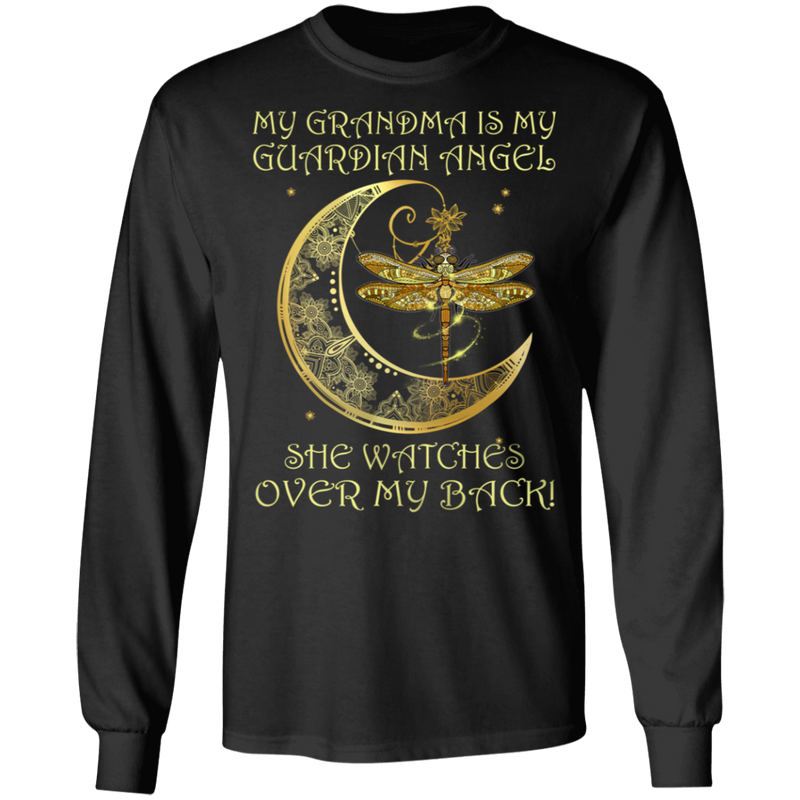 My Grandma Is My Guardian Angel She Watches Over My Back Dragonfly Angel T-shirt CustomCat